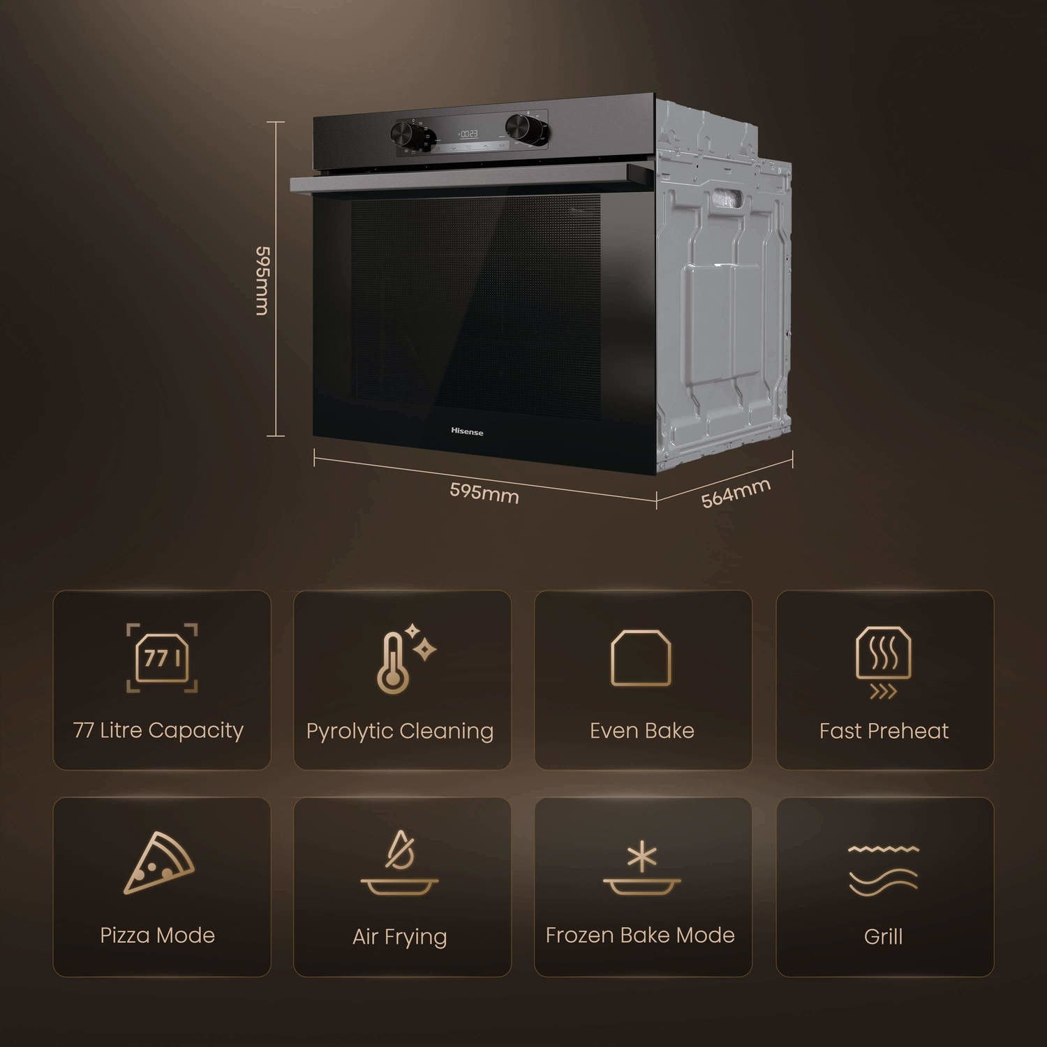 Hisense Electric Self Cleaning Single Oven - Black - Image 7