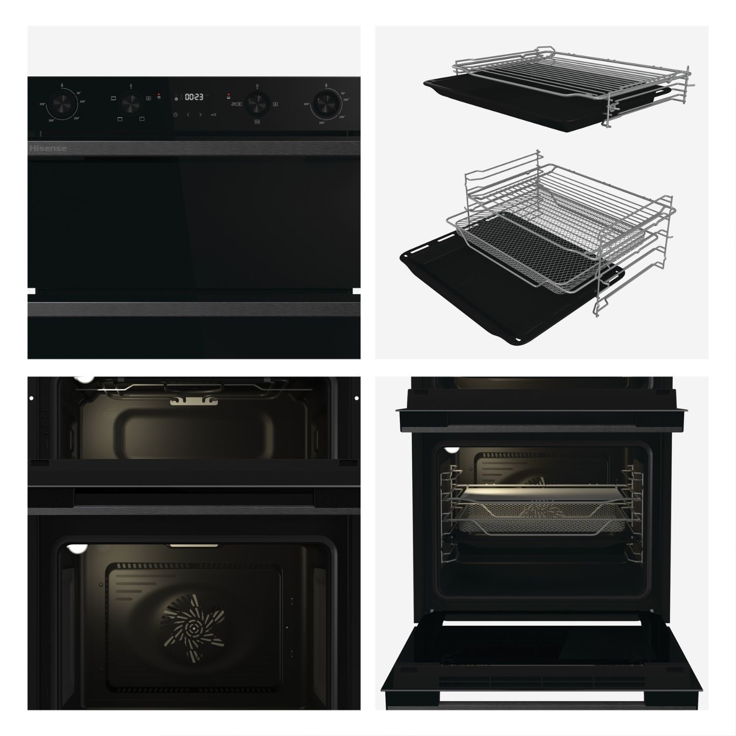 Hisense Hi6 Built-In Electric Double Oven - Black - Image 4