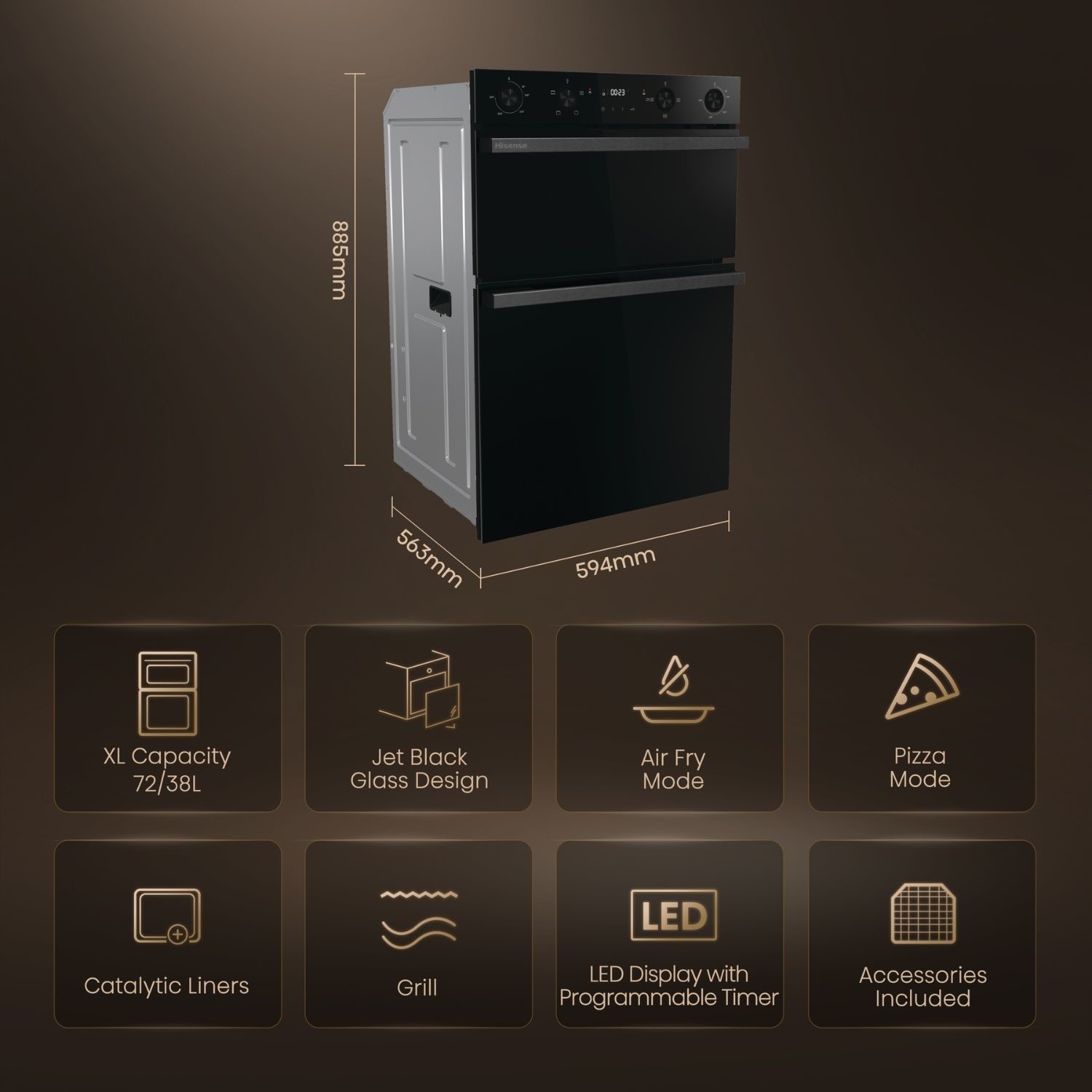 Hisense Hi6 Built-In Electric Double Oven - Black - Image 5