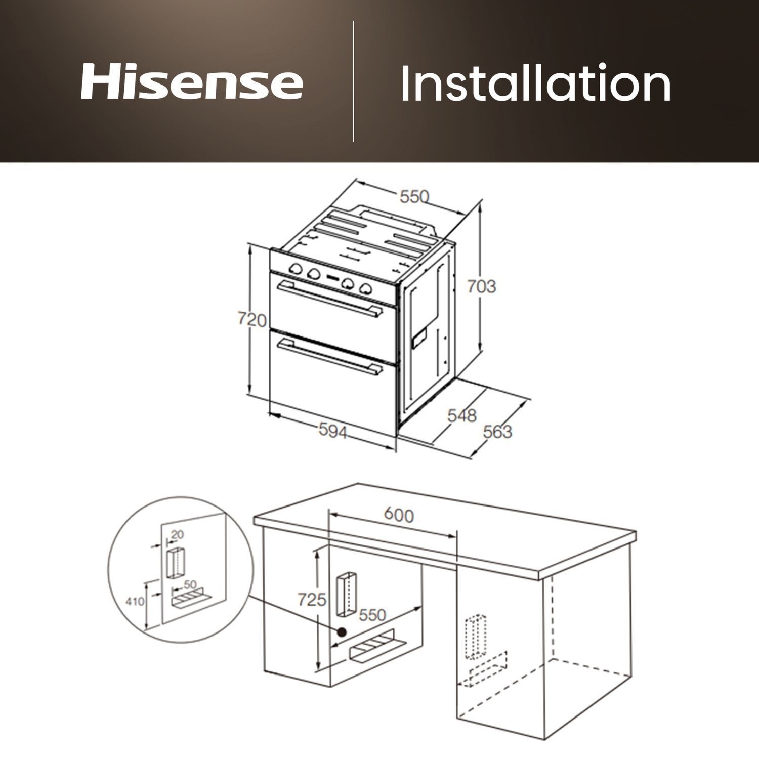 Hisense Hi6 Built-Under Electric Double Oven - Black - Image 7