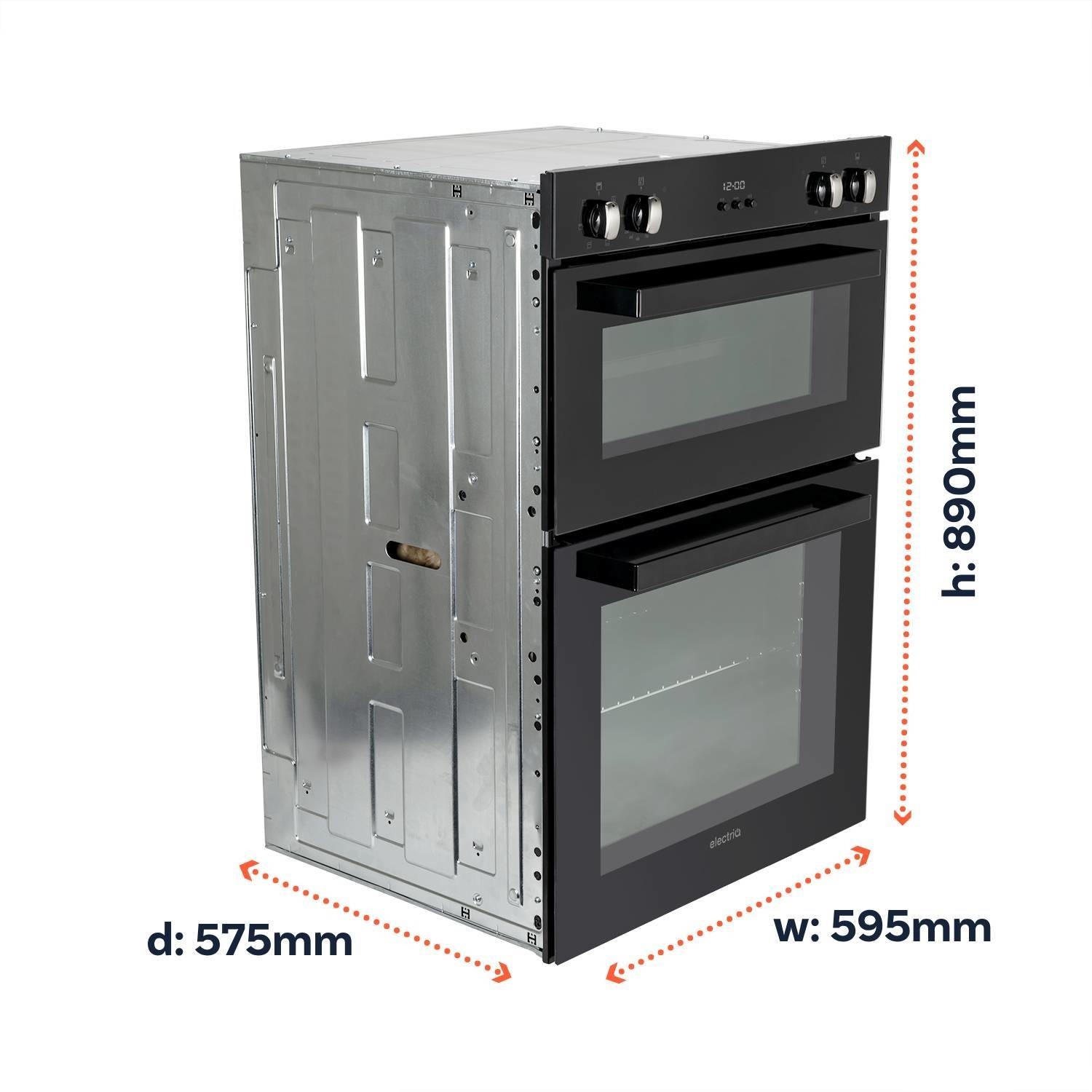 electriQ Built-In Electric Double Oven - Black - Image 4