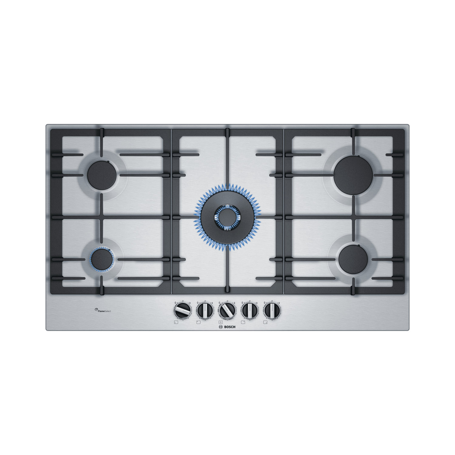 Bosch Series 6 90cm 5 Burner Gas Hob - Stainless Steel