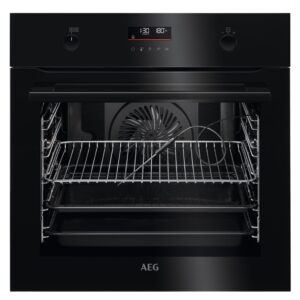 AEG 6000 Series SteamBake Pyrolytic Self-Cleaning Single Oven with Food Probe - Black