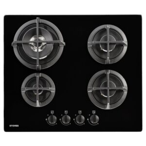 Stoves 58cm Gas on Glass 4 Burner Gas Hob - Black