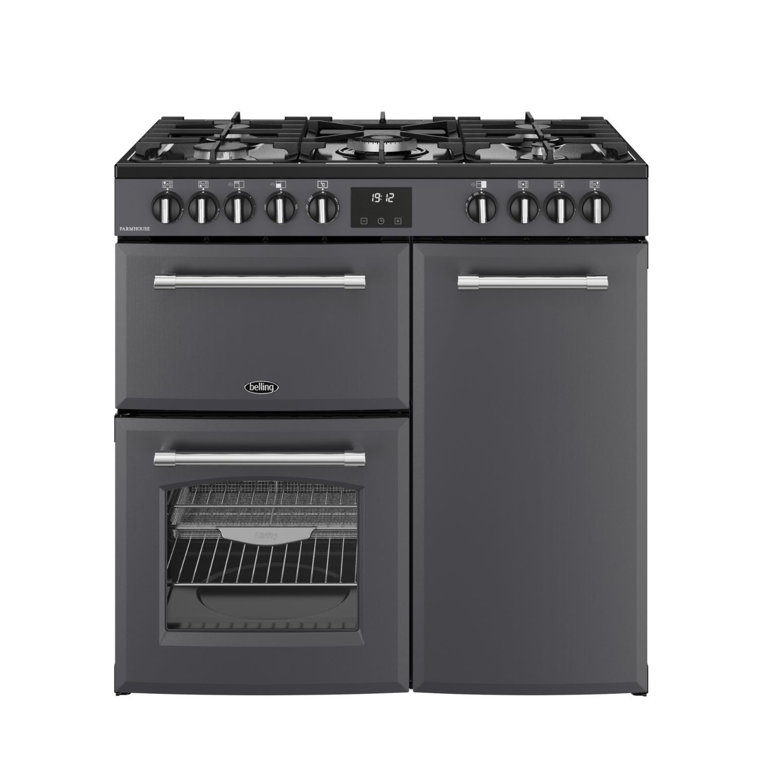 Belling Farmhouse 90cm Dual Fuel Range Cooker - Grey