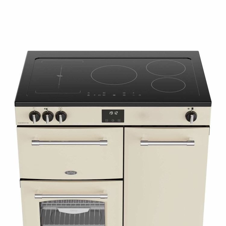 Belling Farmhouse 90cm Electric Induction Range Cooker - Cream - Image 3