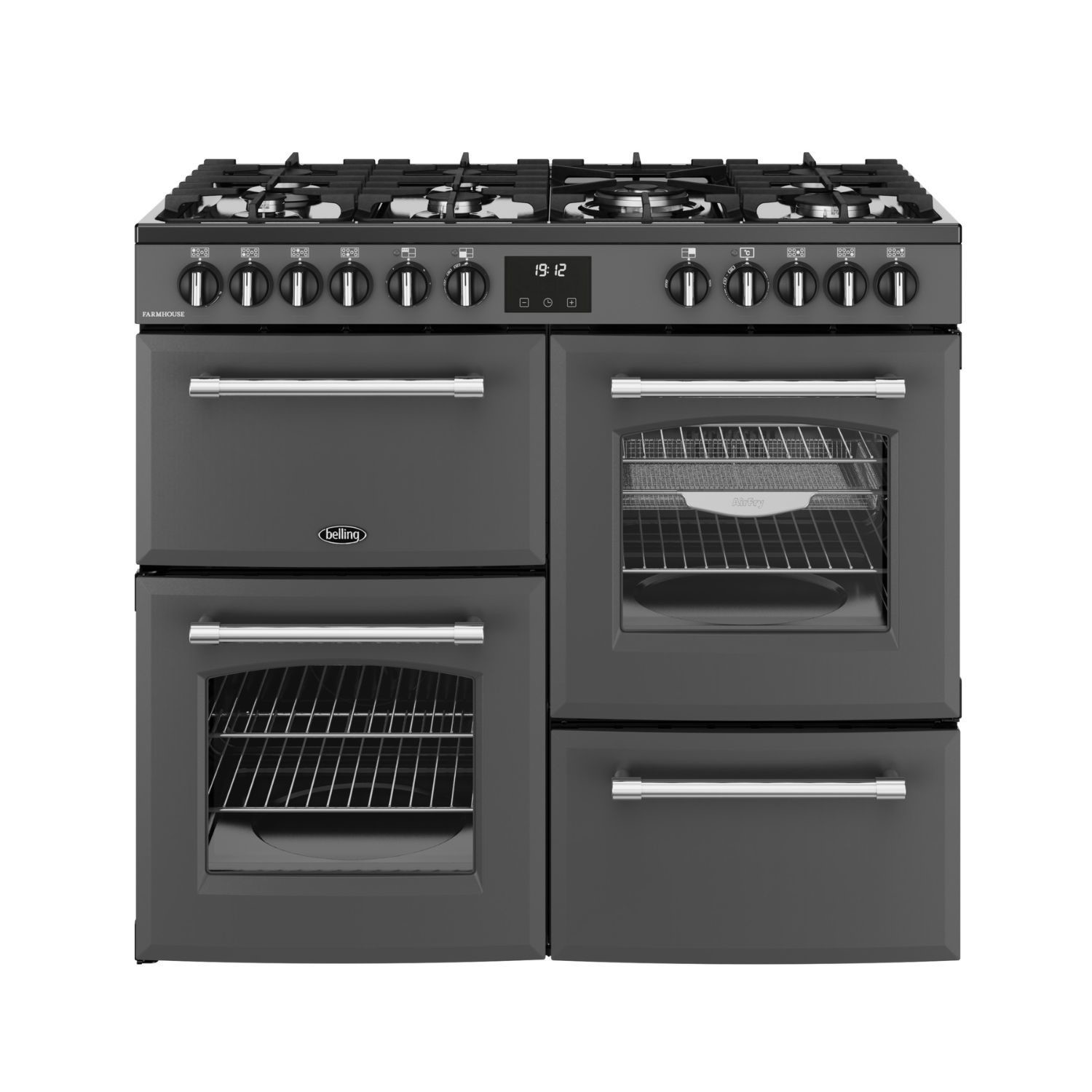 Belling Farmhouse 100cm Dual Fuel Range Cooker - Grey