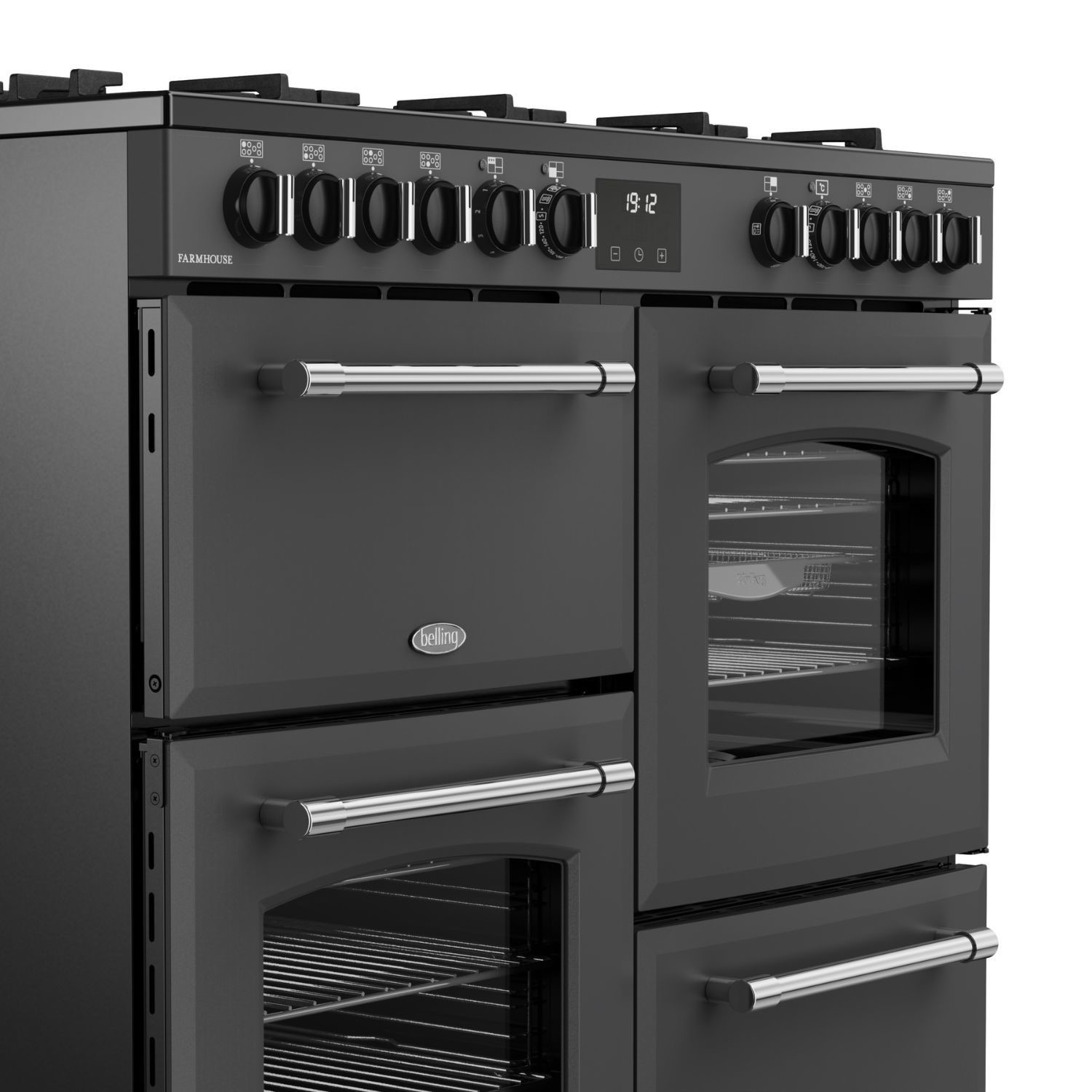 Belling Farmhouse 100cm Dual Fuel Range Cooker - Grey - Image 4