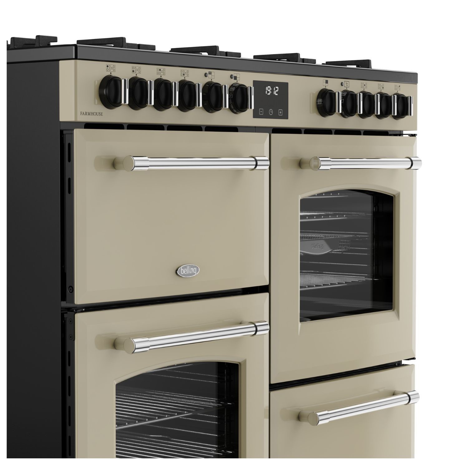 Belling Farmhouse 100cm Dual Fuel Range Cooker - Cream - Image 4