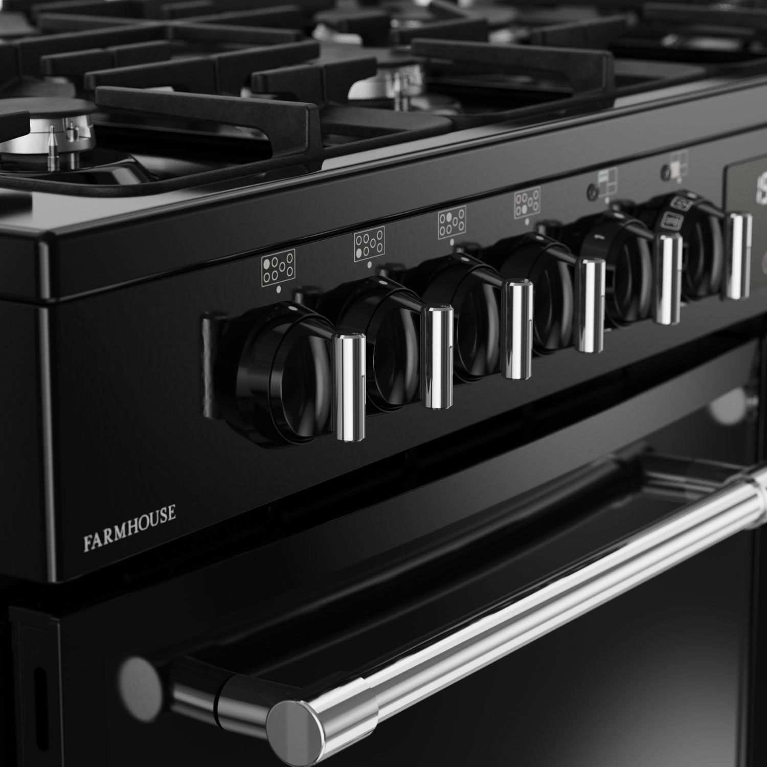 Belling Farmhouse 110cm Dual Fuel Range Cooker - Black - Image 2
