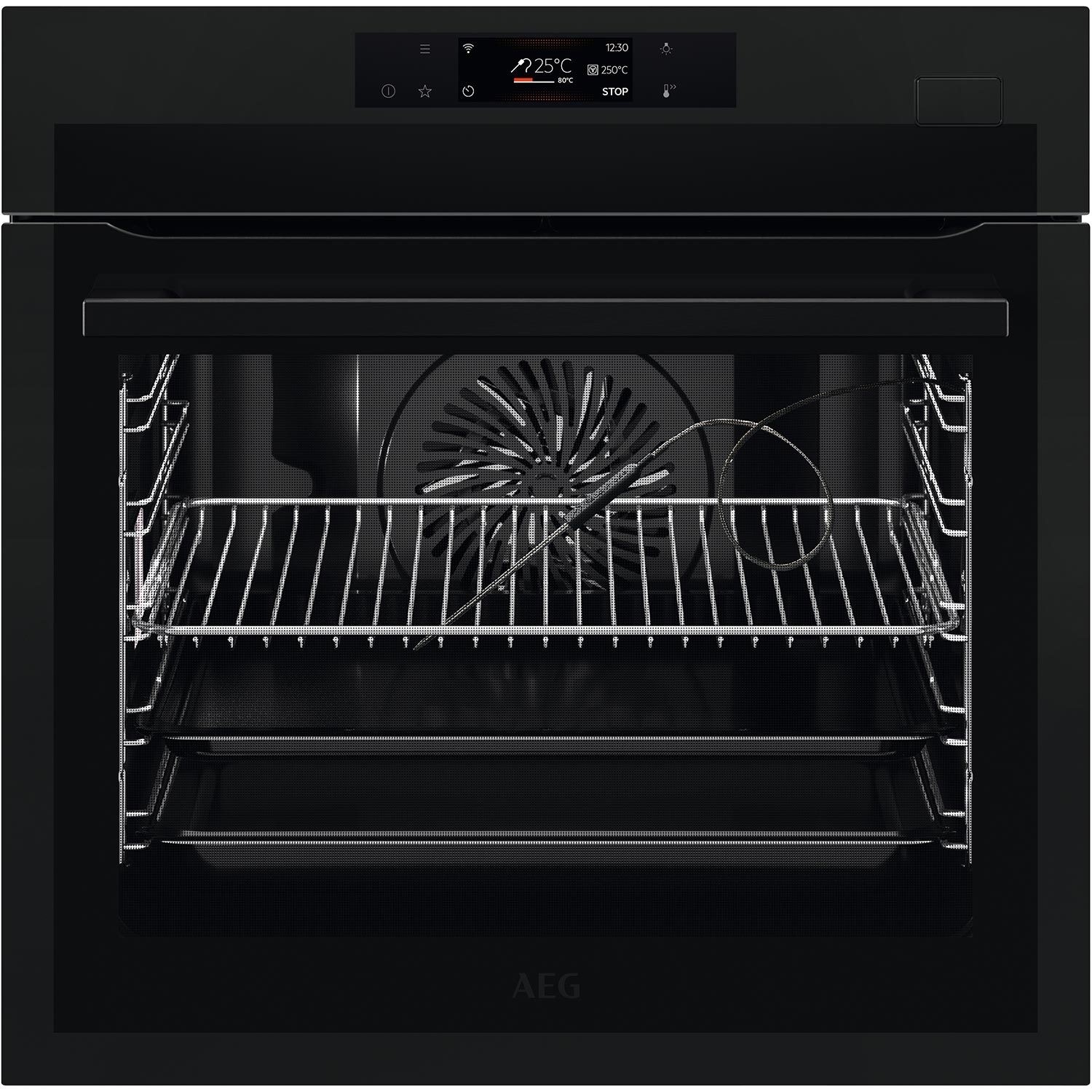 AEG 7000 Series SteamCrisp Pyrolytic Self-Cleaning Single Oven with Food Probe - Matt Black