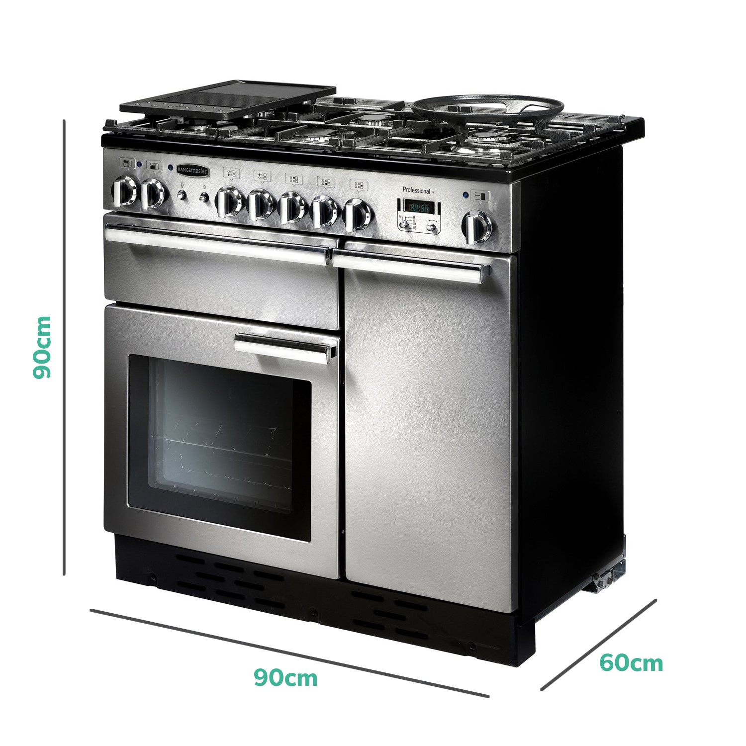 Rangemaster Professional Plus 90cm Dual Fuel Range Cooker - Stainless Steel - Image 2