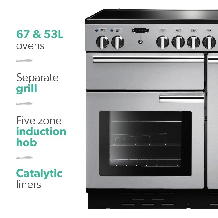 Rangemaster Professional Plus 100cm Electric Induction Range Cooker - Stainless Steel - Image 3