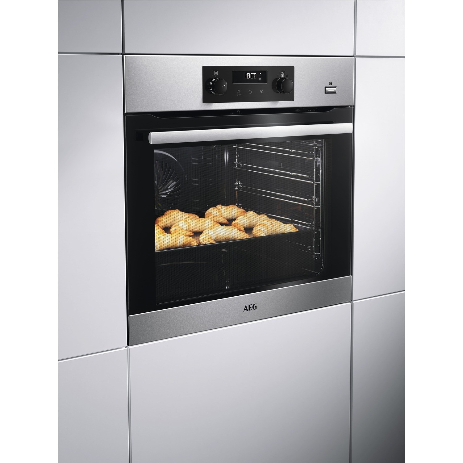 Refurbished AEG BPS355020M 60cm Single Built In Electric Oven with Pyrolytic Cleaning Stainless Steel - Image 2