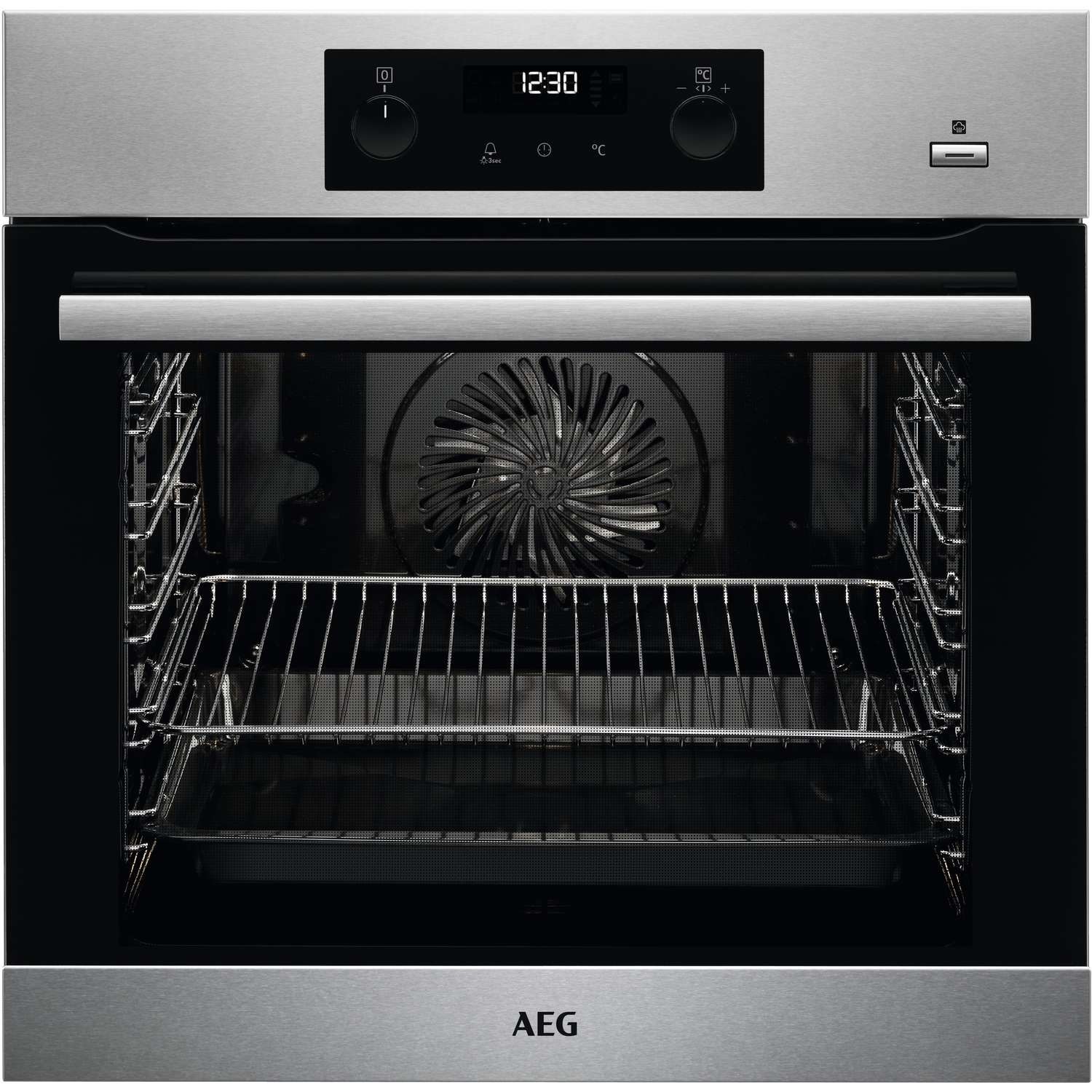 Refurbished AEG BPS355020M 60cm Single Built In Electric Oven with Pyrolytic Cleaning Stainless Steel