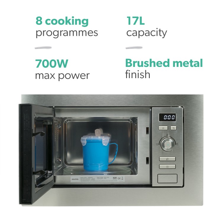 electriQ Built-In 700W Microwave - Stainless Steel - Image 2