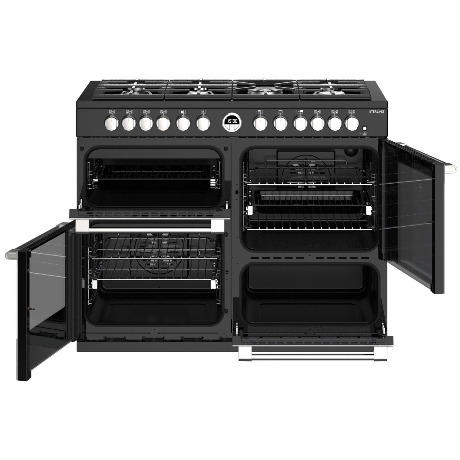 Refurbished Stoves Sterling S1100DF 110cm Dual Fuel Range Cooker Black - Image 2