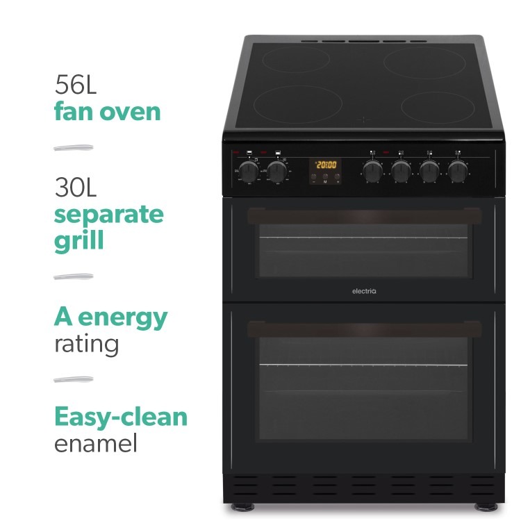 electriQ 60cm Electric Cooker - Black - Image 2