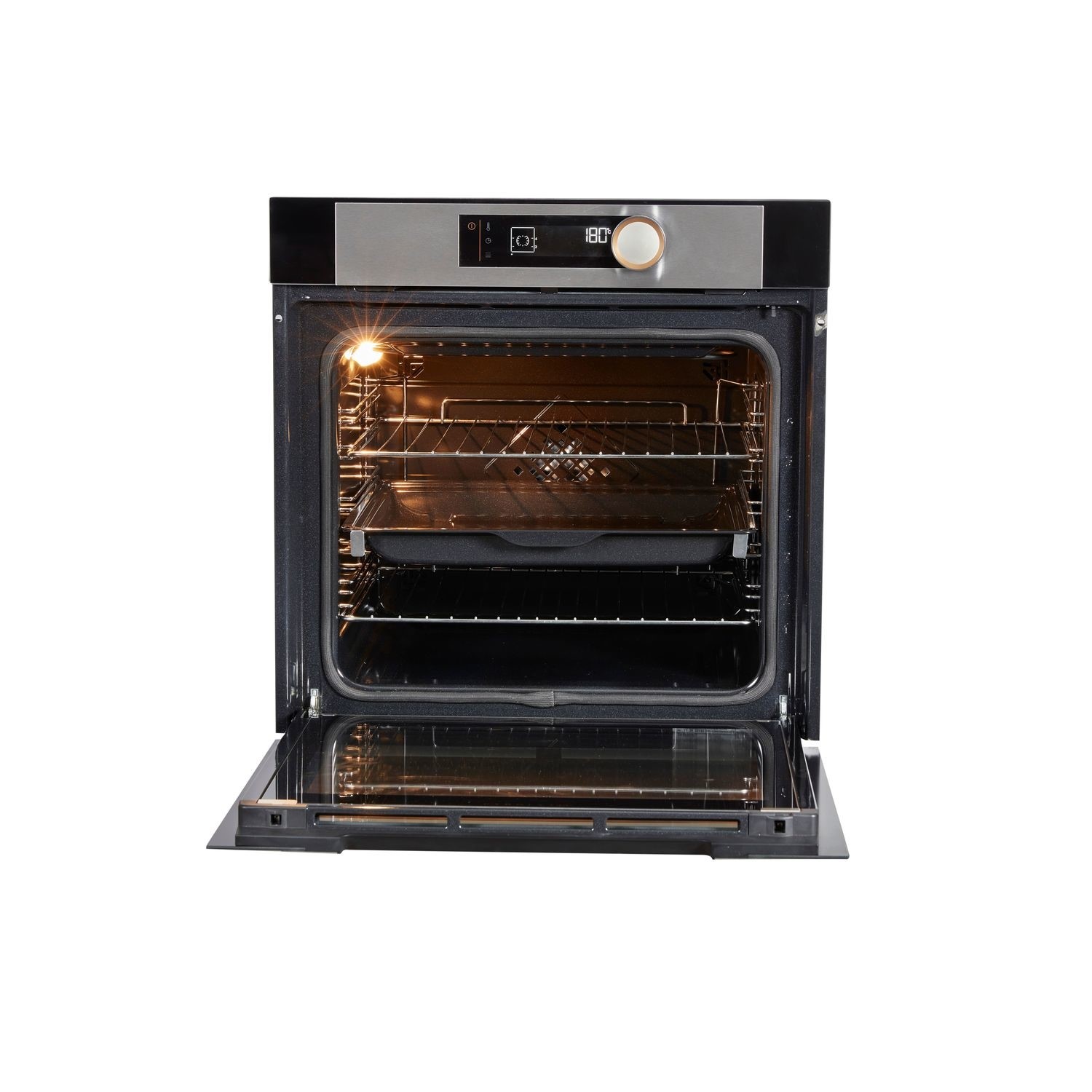 Refurbished De Dietrich DOP7340X 60cm Single Built In Electric Oven with Pyrolytic Cleaning Platinum - Image 3