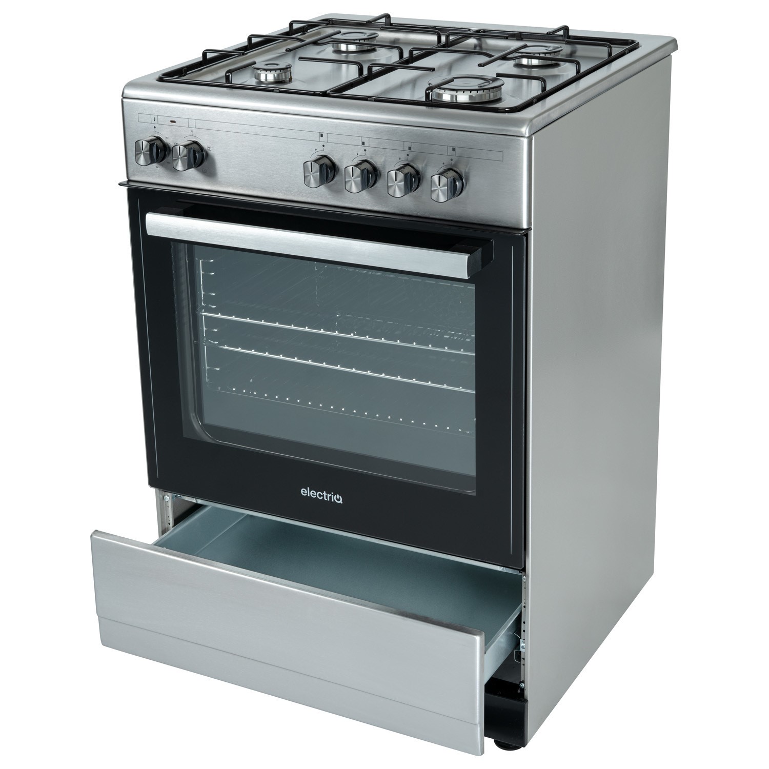 electriQ 60cm Dual Fuel Single Oven Cooker - Stainless Steel - Image 5