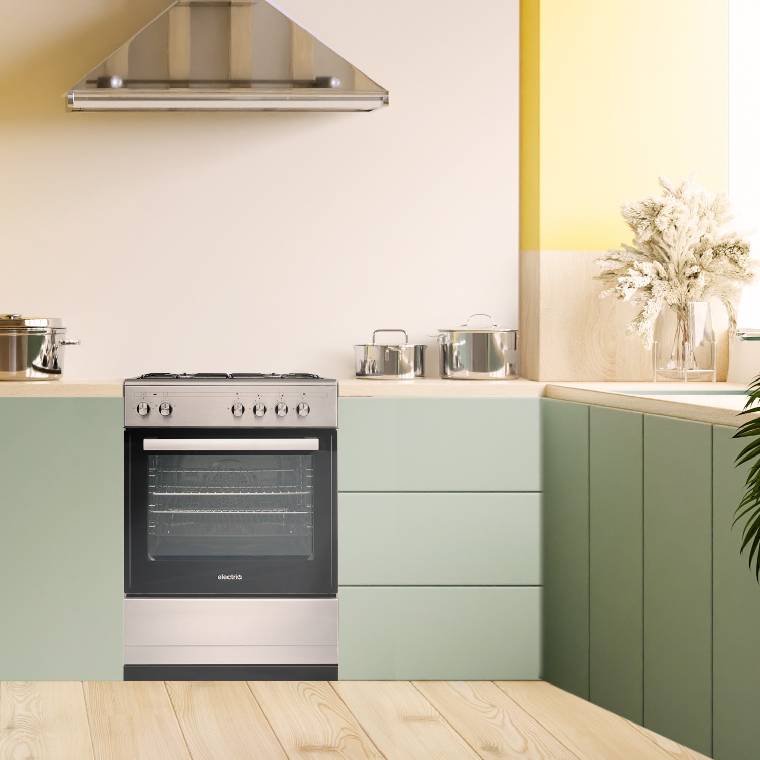 electriQ 60cm Dual Fuel Single Oven Cooker - Stainless Steel - Image 10