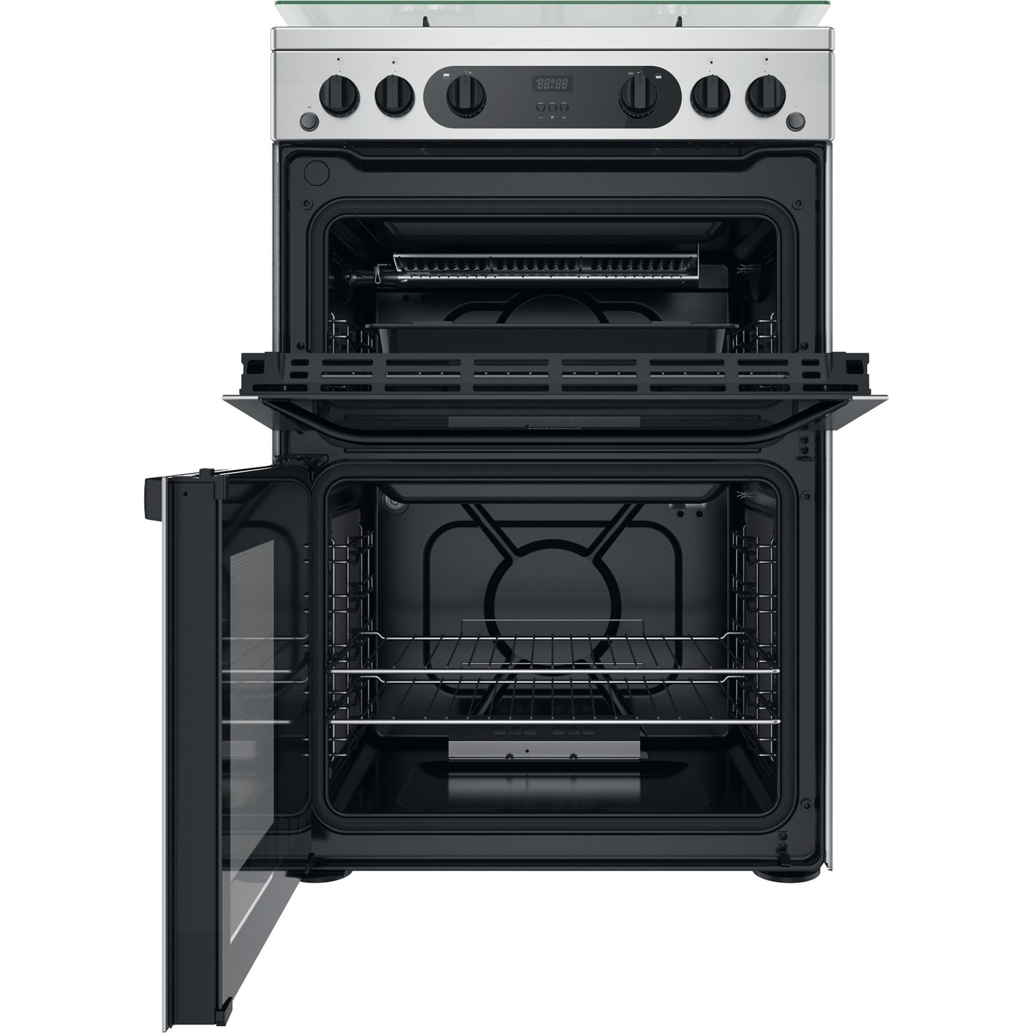 Hotpoint 60cm Gas Cooker with Lid - Stainless Steel - Image 2