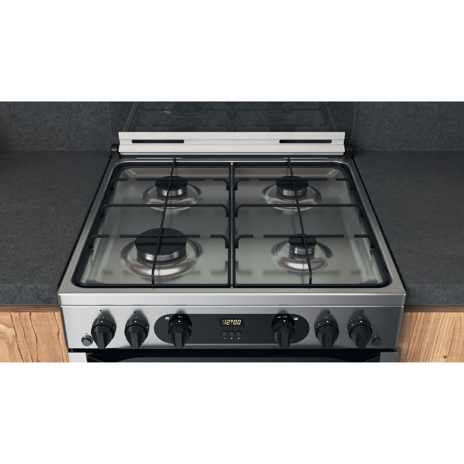 Hotpoint 60cm Gas Cooker with Lid - Stainless Steel - Image 4