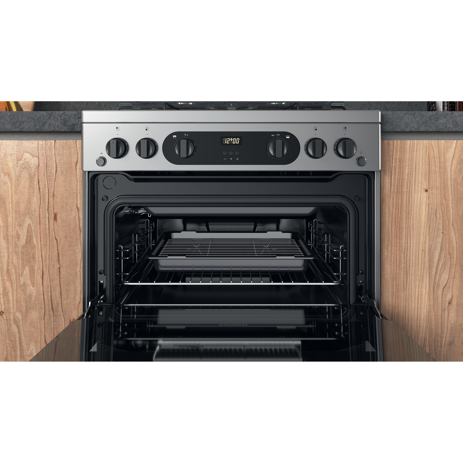 Hotpoint 60cm Gas Cooker with Lid - Stainless Steel - Image 5