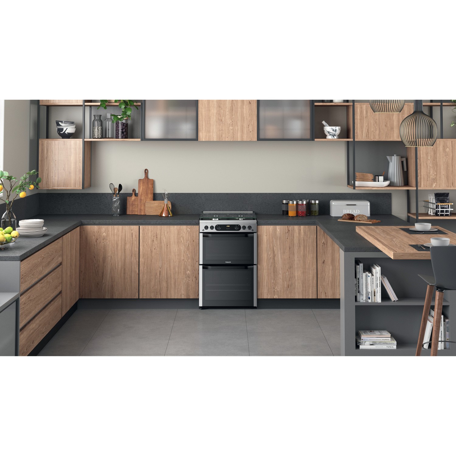Hotpoint 60cm Gas Cooker with Lid - Stainless Steel - Image 7