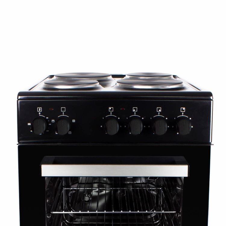electriQ 50cm Electric Cooker with Sealed Plate Hob - Black - Image 2