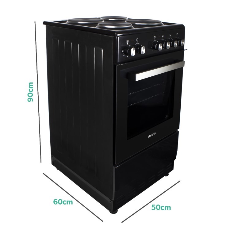 electriQ 50cm Electric Cooker with Sealed Plate Hob - Black - Image 4