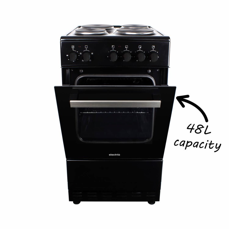 electriQ 50cm Electric Cooker with Sealed Plate Hob - Black - Image 6