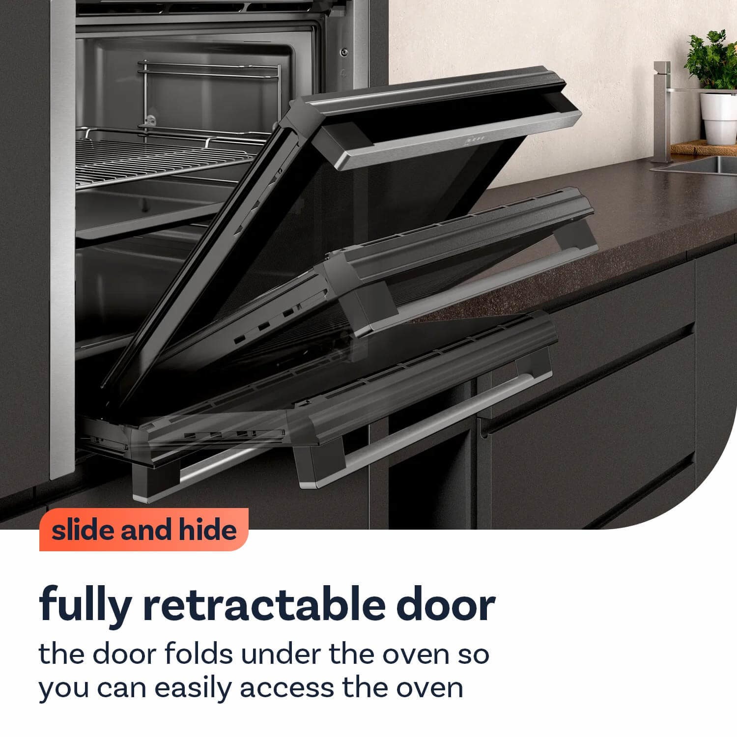 Neff N90 Slide & Hide Electric Single Oven - Graphite Grey - Image 2