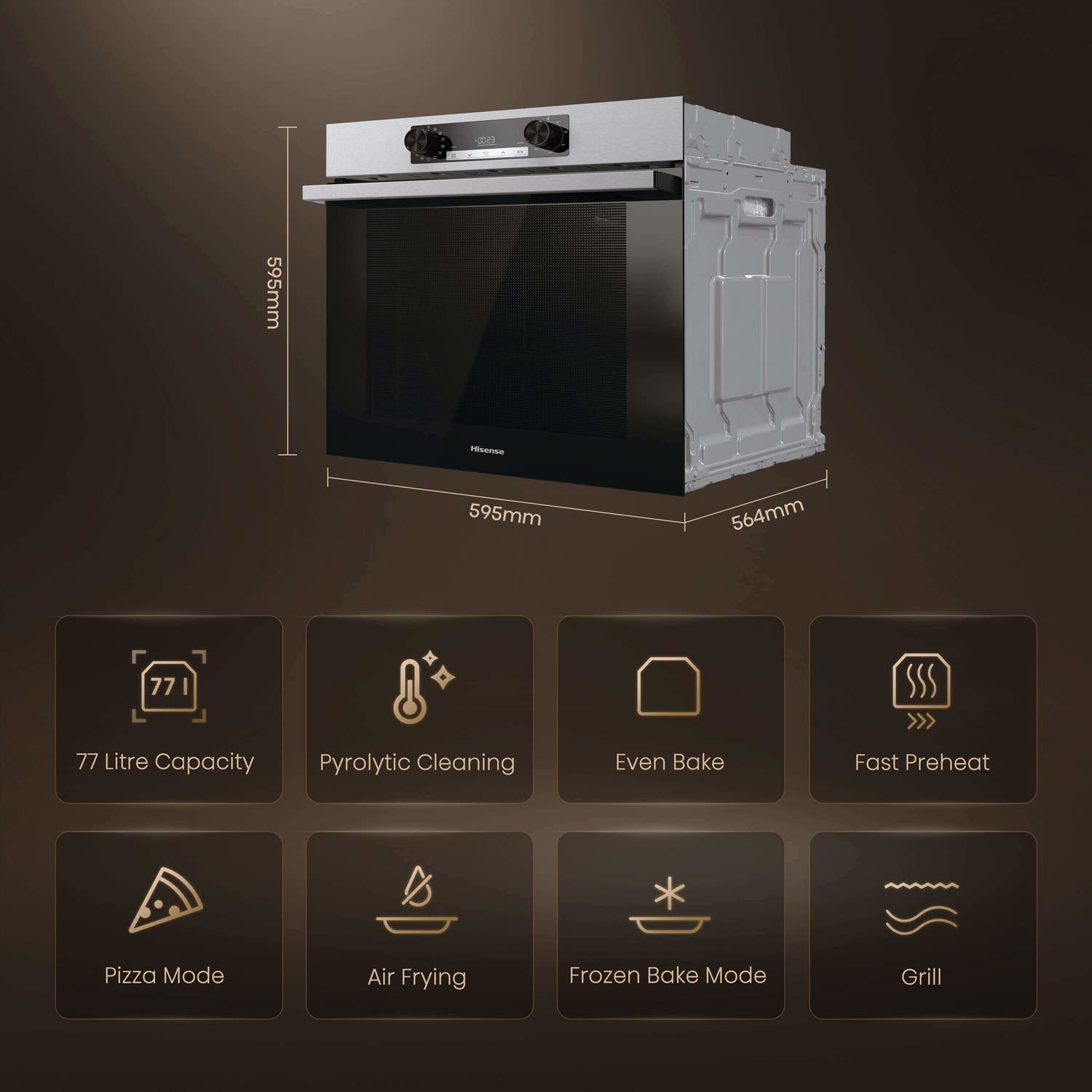 Hisense Electric Self Cleaning Single Oven - Stainless Steel - Image 4