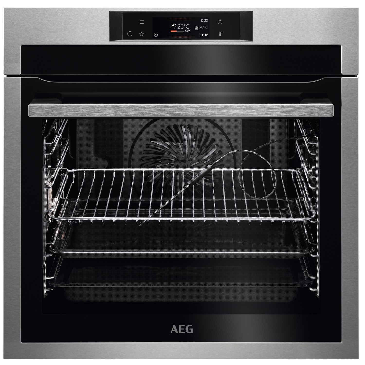 AEG 8000 Series AssistedCooking Pyrolytic Self-Cleaning Single Oven with Food Probe - Stainless Steel