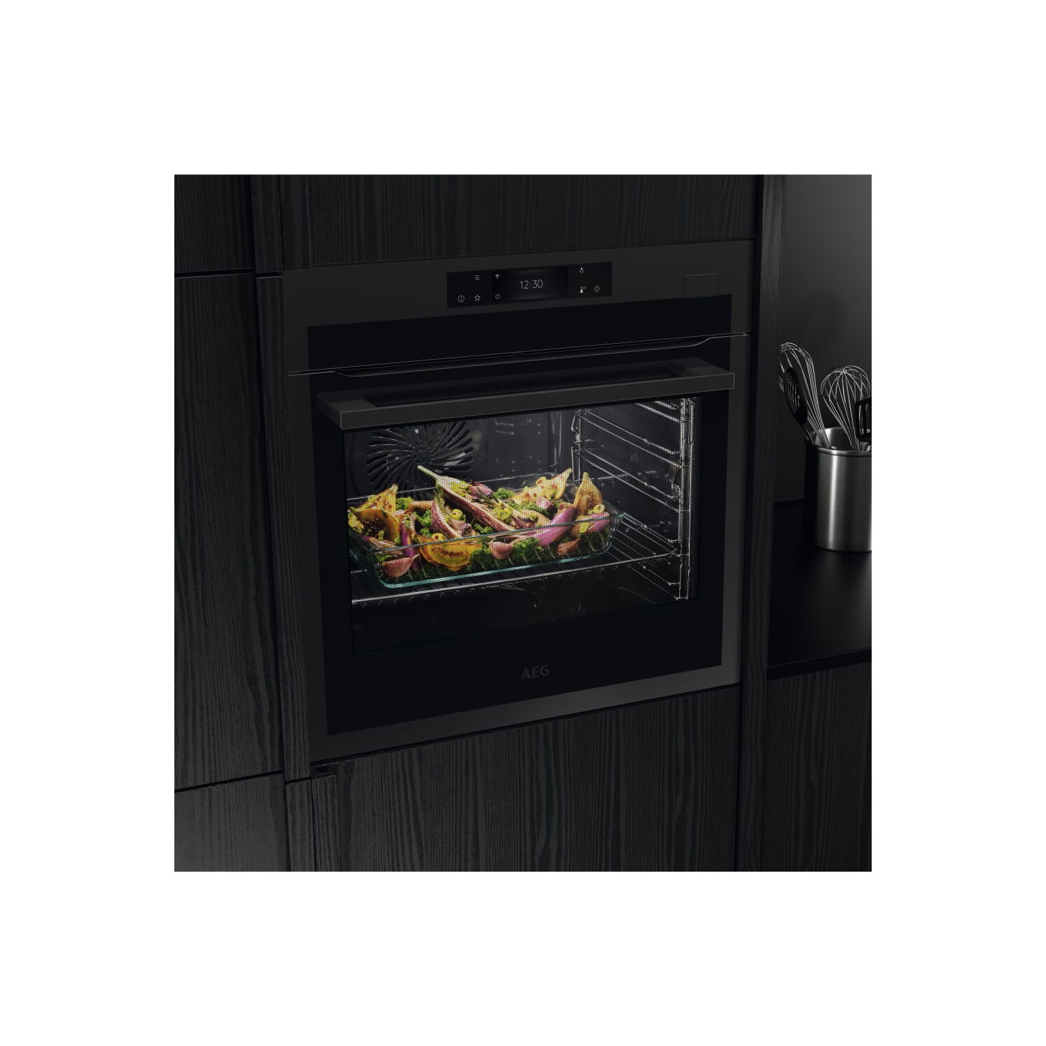 AEG 7000 Series SteamCrisp Pyrolytic Self-Cleaning Single Oven with Food Probe - Matt Black - Image 2