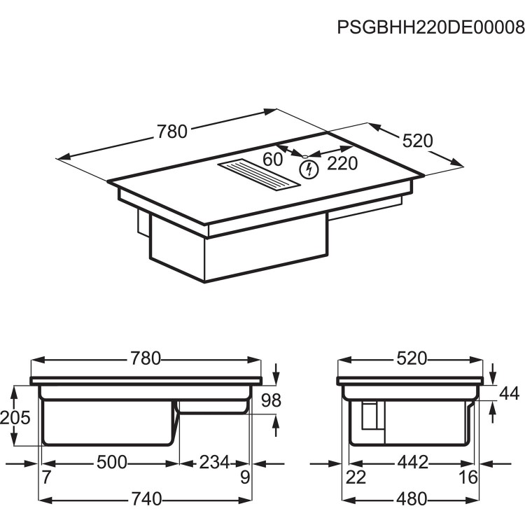 AEG 6000 Series 78cm 4 Zone Venting Induction Hob - Duct Out Only - Image 12
