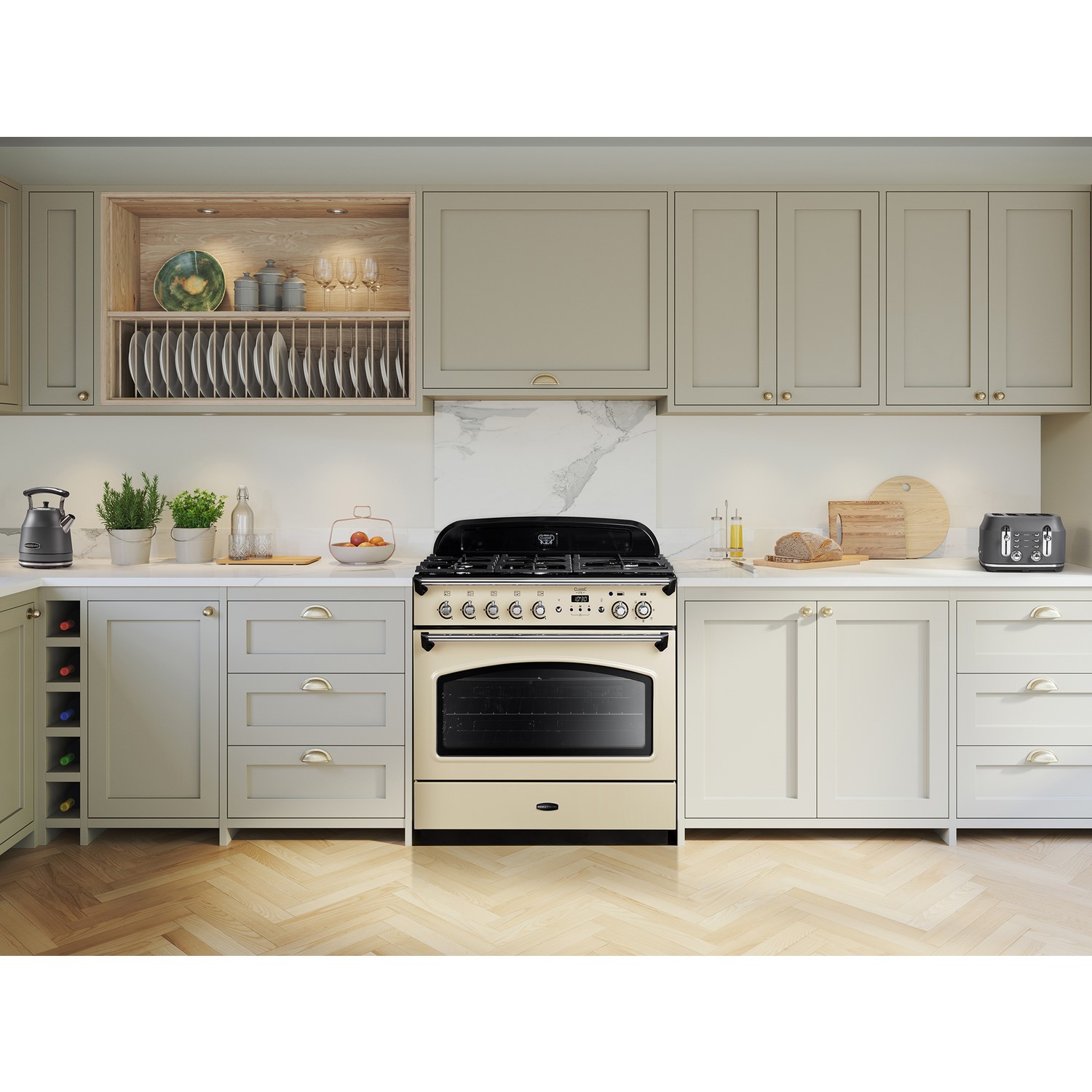 Rangemaster Classic 90cm Dual Fuel Range Cooker - Cream & Chrome - Image 3