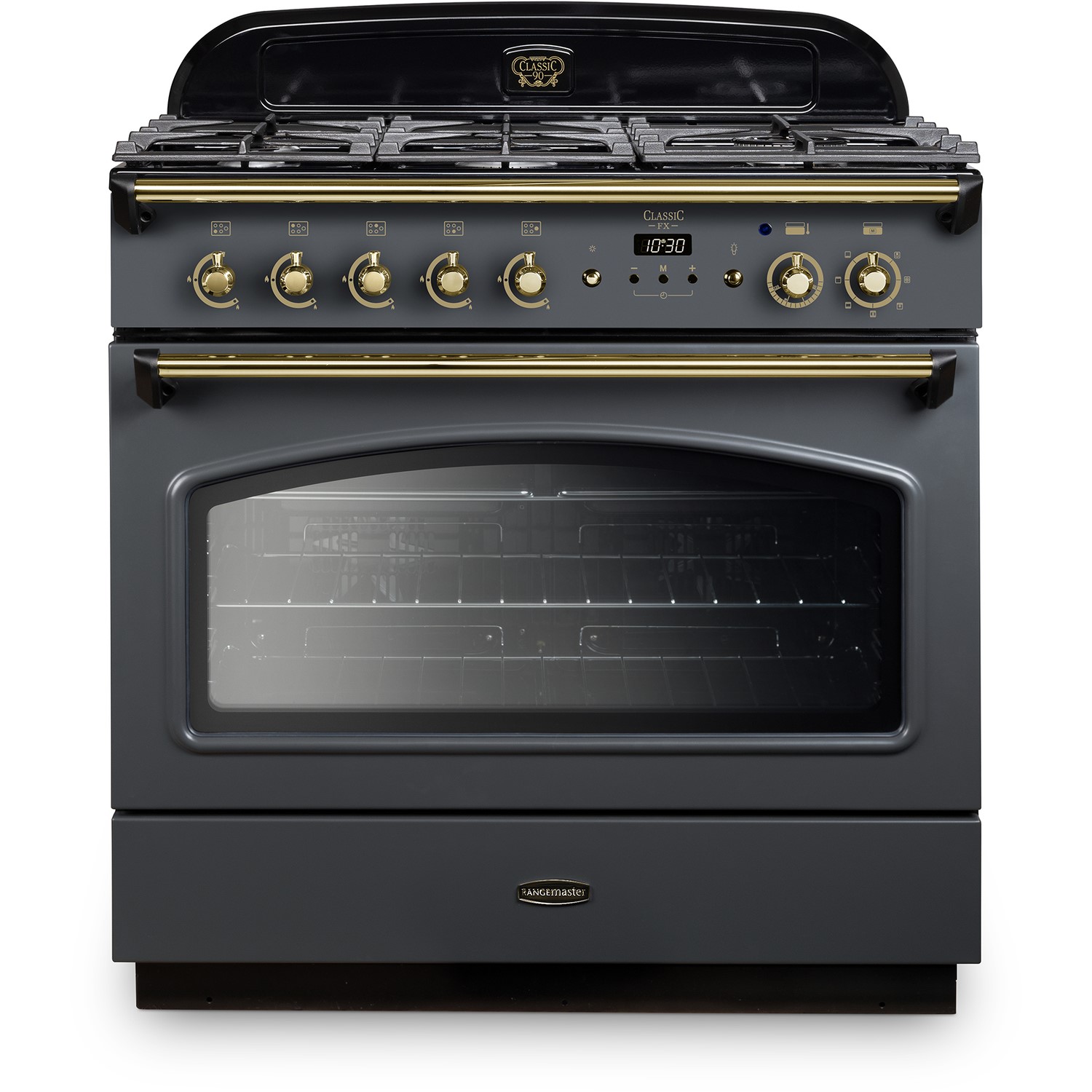 Rangemaster Classic 90cm Dual Fuel Range Cooker - Slate & Brass