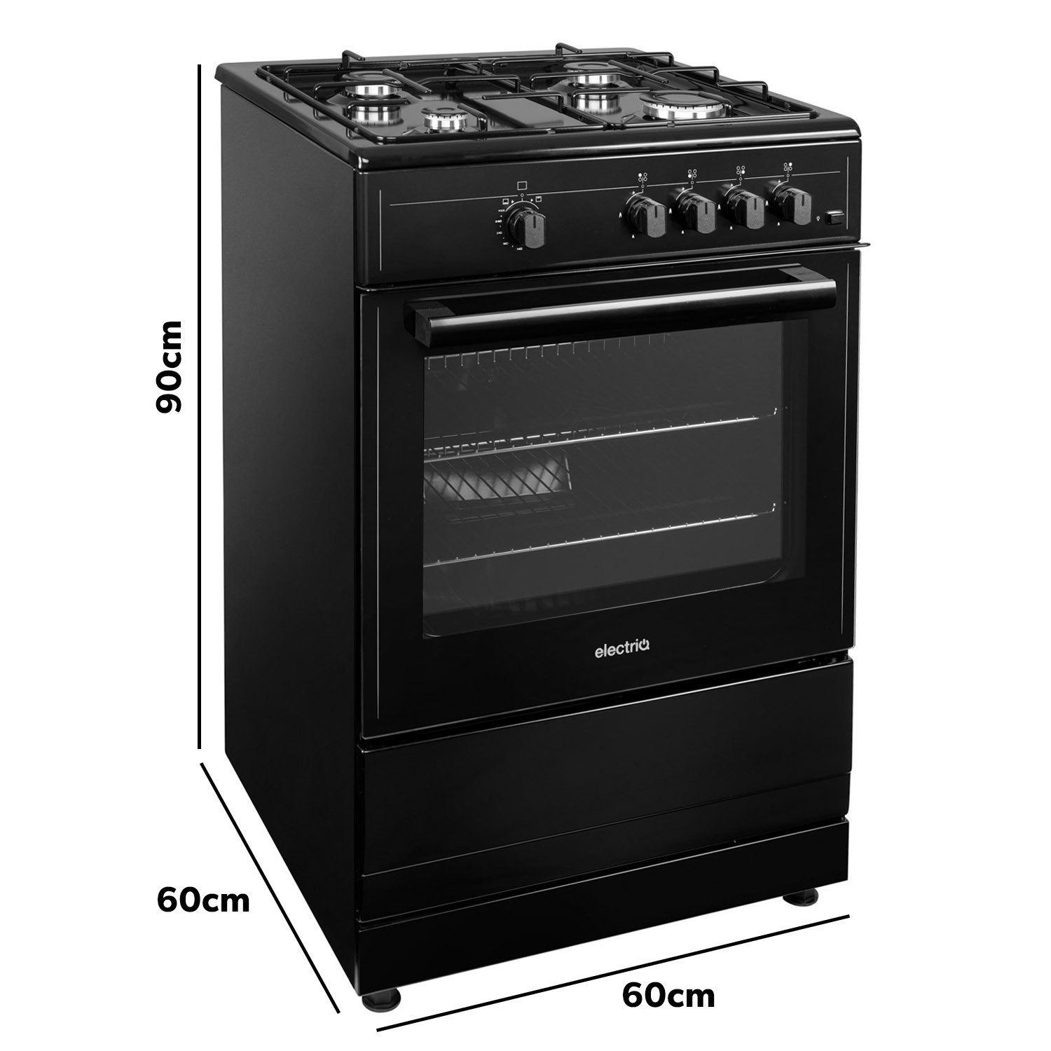 electriQ 60cm Gas Cooker - Black - Image 9