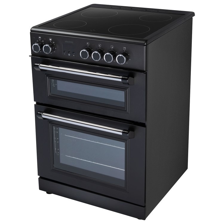 electriQ 60cm Double Oven Cooker with Ceramic Hob - Black - Image 2