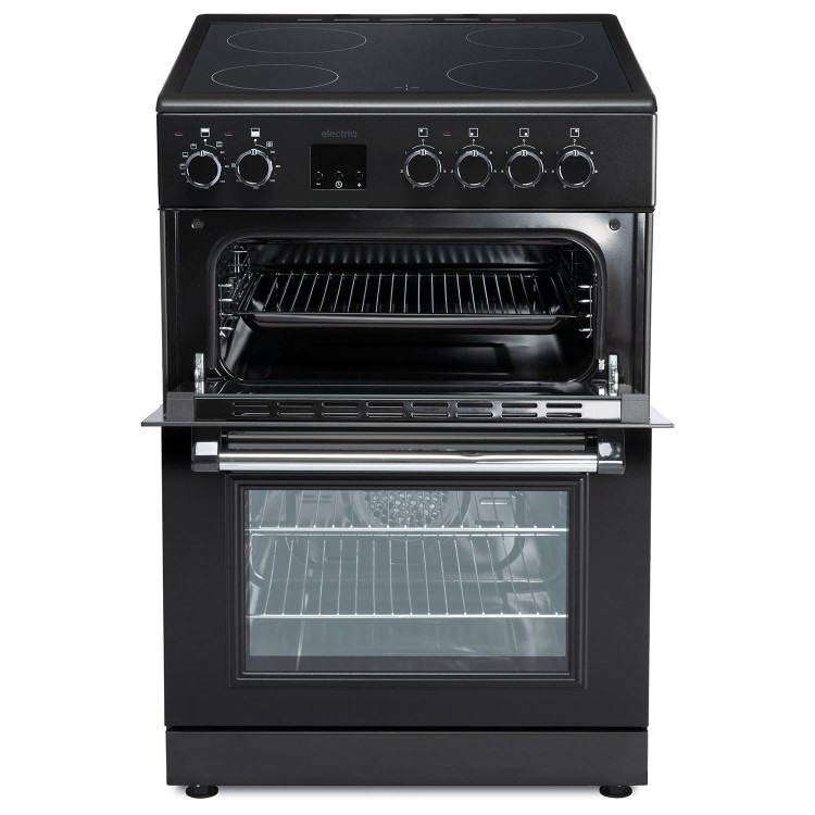 electriQ 60cm Double Oven Cooker with Ceramic Hob - Black - Image 3