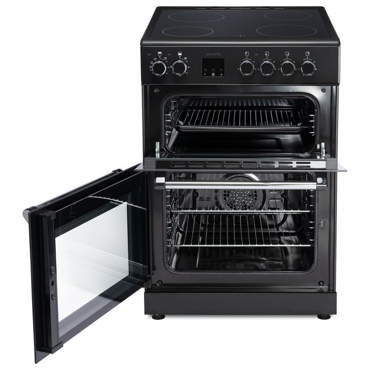 electriQ 60cm Double Oven Cooker with Ceramic Hob - Black - Image 4