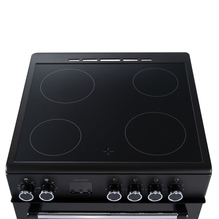 electriQ 60cm Double Oven Cooker with Ceramic Hob - Black - Image 5