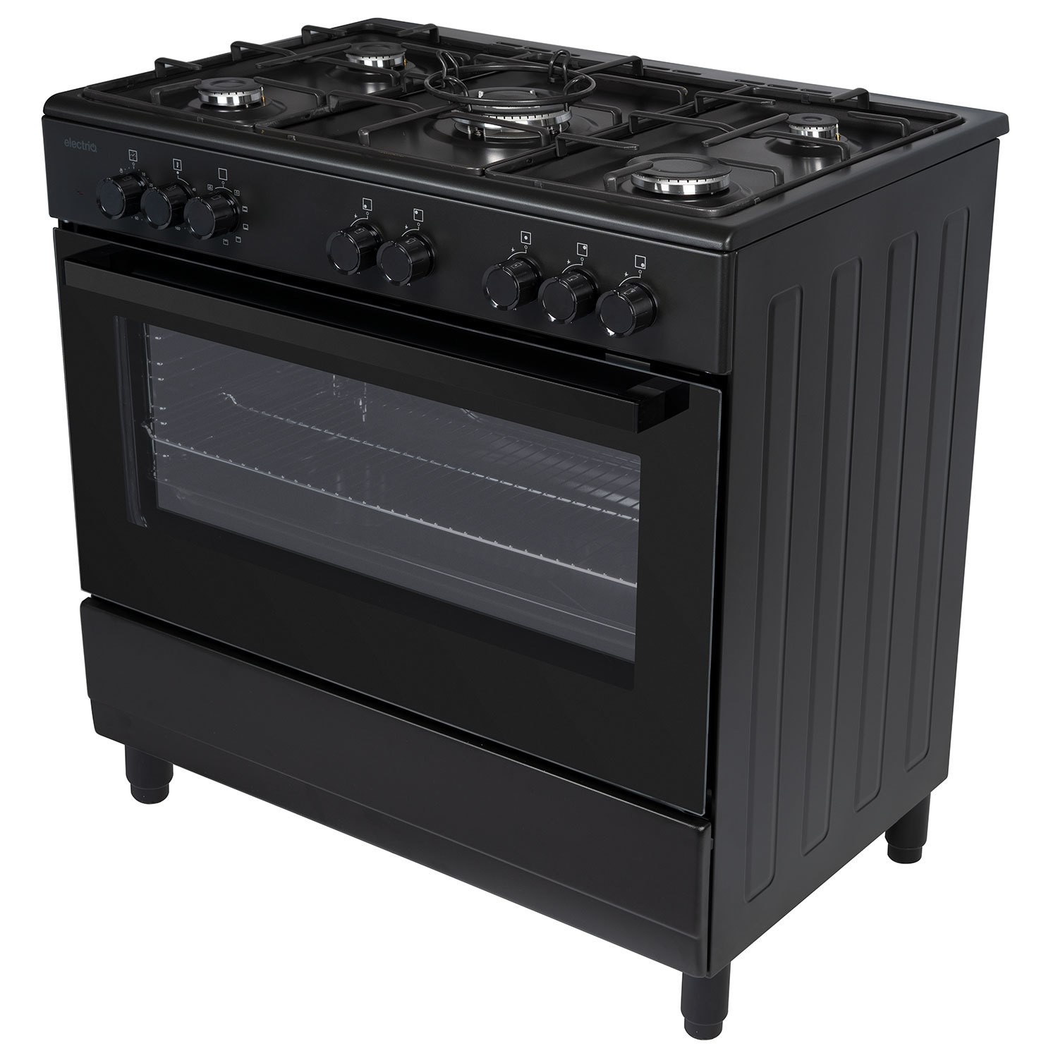 electriQ 90cm Single Cavity Dual Fuel Range Cooker - Black - Image 7