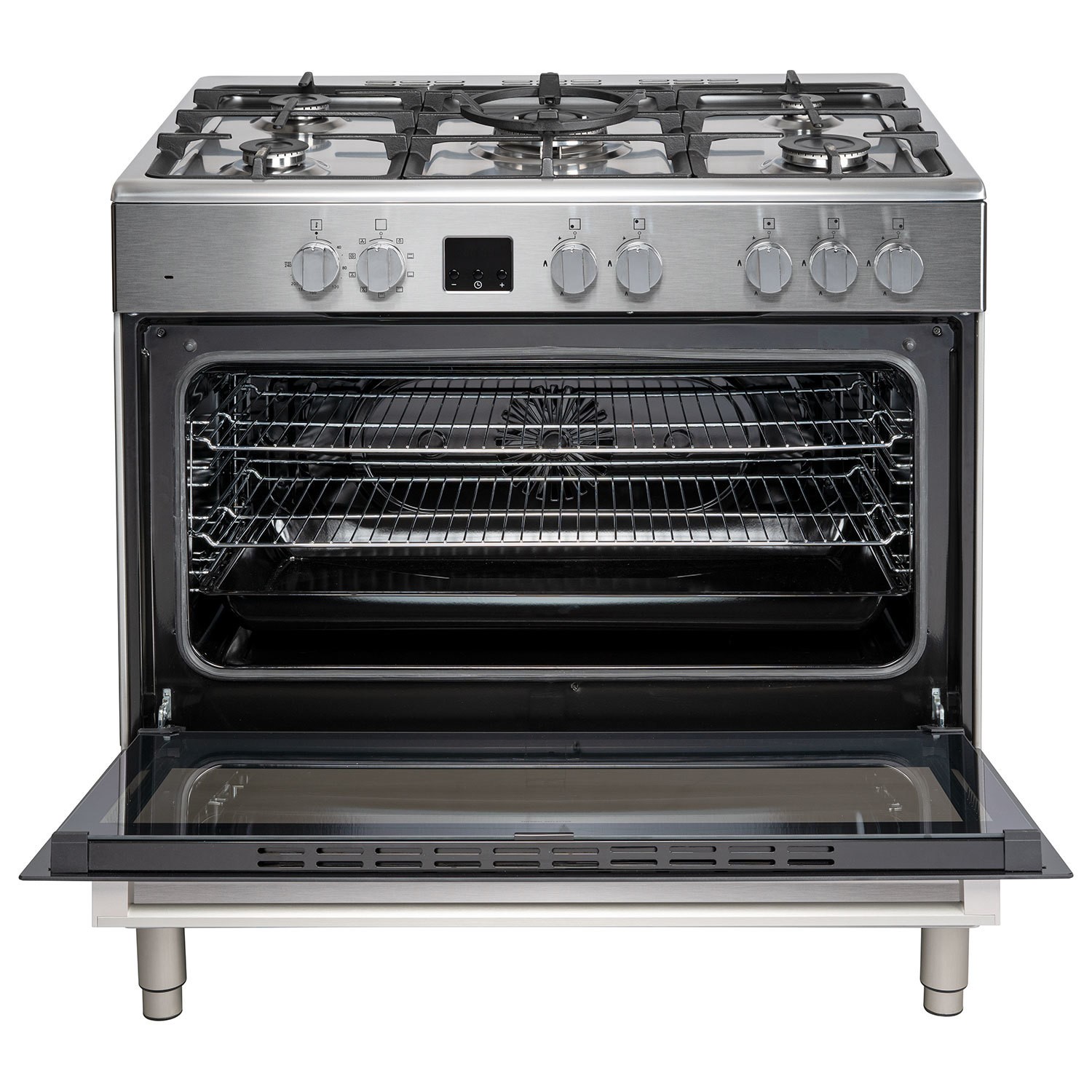 electriQ 90cm Dual Fuel Range Cooker with Mirror Door Finish - Stainless Steel - Image 2