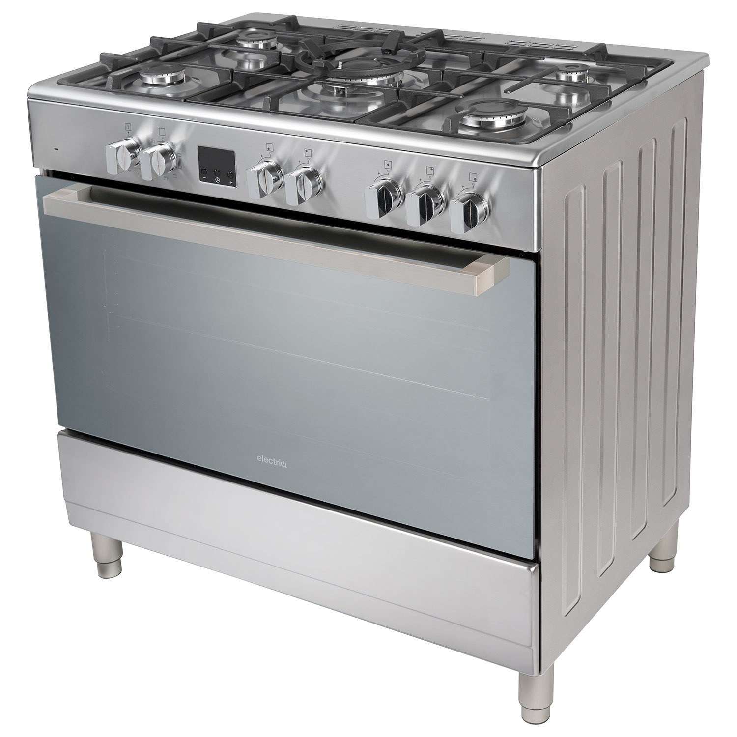electriQ 90cm Dual Fuel Range Cooker with Mirror Door Finish - Stainless Steel - Image 3