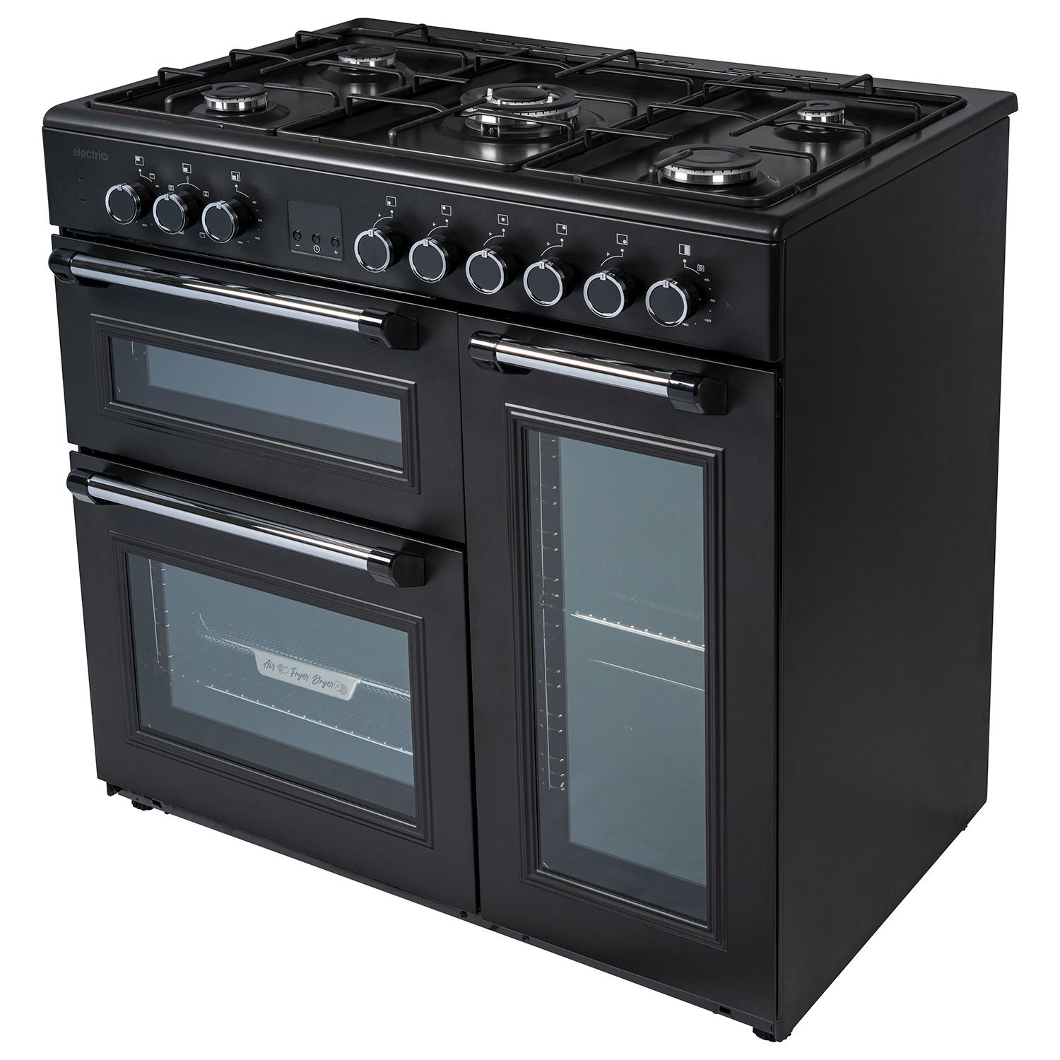 electriQ 90cm Triple Cavity Dual Fuel Range Cooker - Black - Image 5