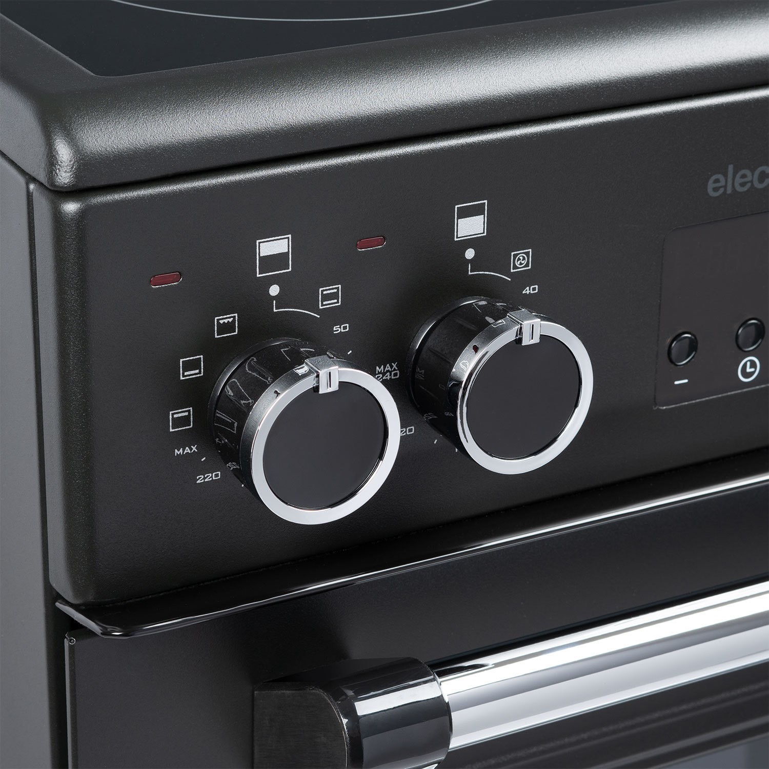 electriQ 90cm Triple Cavity Dual Fuel Range Cooker - Black - Image 2