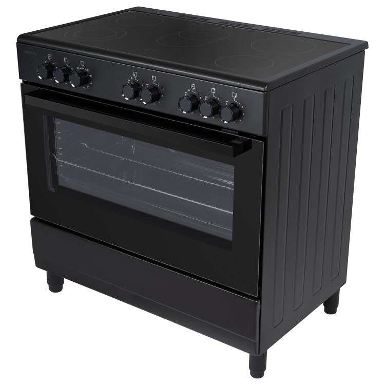 electriQ 90cm Single Cavity Range Cooker with Ceramic Hob - Black - Image 3